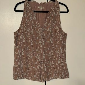 Sleeveless top pink floral print